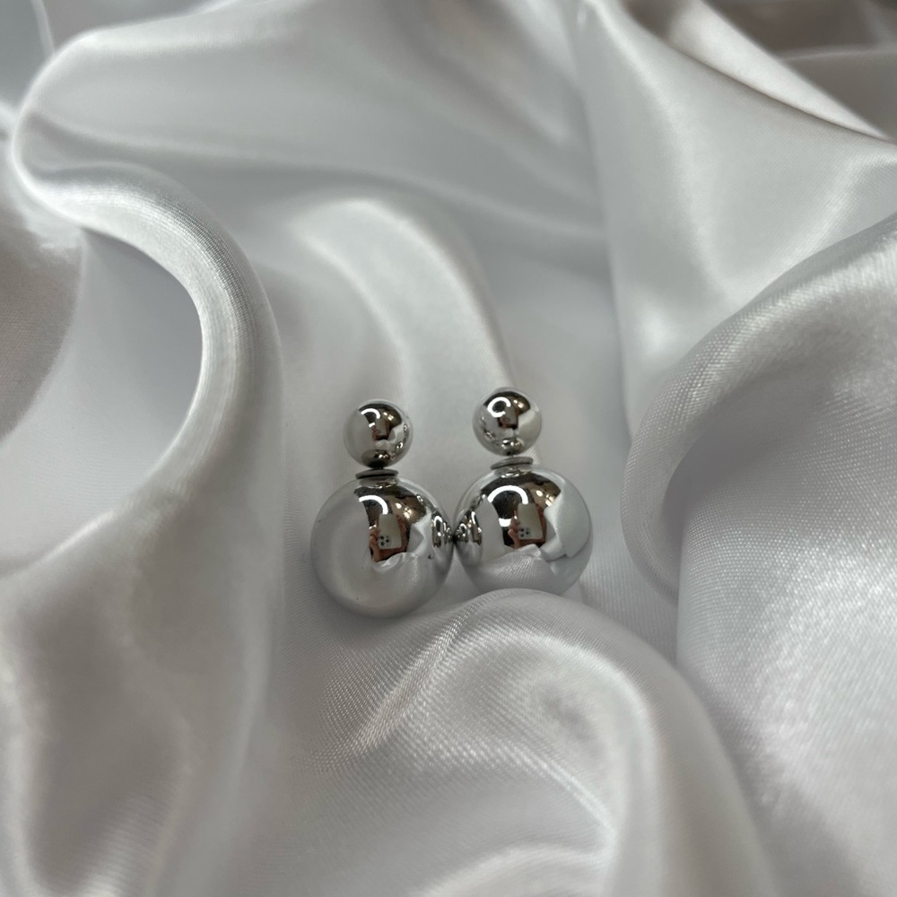 Silver ball earrings